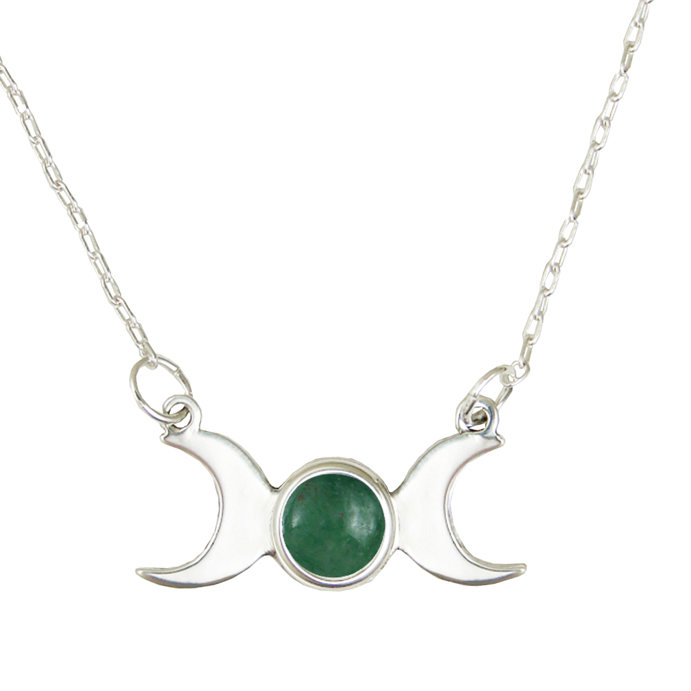 Sterling Silver Moon Phases Necklace With Jade